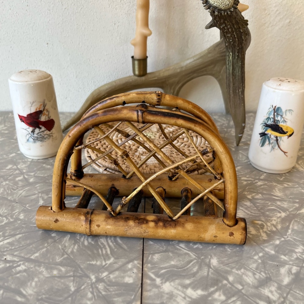 Rattan\Bamboo Napkin Holder, Vintage